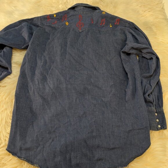 Vintage GWG Denim Pearl Snap Western Shirt - Picture 12 of 13